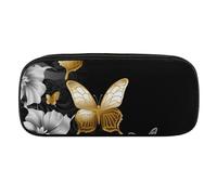 VFMKT Federmäppchen Leder Wasserdicht Süße Reise Kosmetiktasche Kosmetiktasche für Damen und Herren Weiß Gold Schwarz Schmetterlinge Stil:, One Size, Stil:, Taille unique