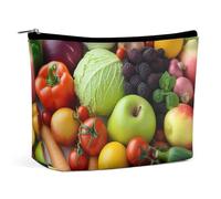 VFMKT Make-up-Tasche für Damen, wasserdicht, Kosmetiktasche, frisches Obst und Gemüse, Make-up-Tasche mit Reißverschluss, Reise-Kulturbeutel, Organizer für Damen, Stil, Einheitsgröße, Stil:,