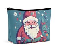 VFMKT Make-up-Tasche für Damen, wasserdicht, Kosmetiktasche, fröhlich, lächelnd, Weihnachtsmann, Make-up-Tasche mit Reißverschluss, Reise-Kulturbeutel, Organizer für Damen, Stil, Einheitsgröße, Stil:,