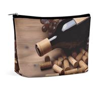 VFMKT Make-up-Tasche für Damen, wasserdicht, Kosmetiktasche, Weinflasche, Korken, Trauben, Make-up-Tasche mit Reißverschluss, Reise-Kulturbeutel, Organizer für Damen, Stil, Einheitsgröße, Stil:,