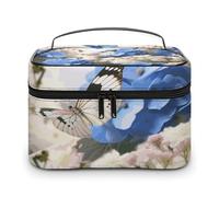 VFMKT Tragbare Kosmetiktasche mit Reißverschluss, Hortensien und Gänseblümchen und Schmetterlinge, Hortensien, Gänseblümchen, Schmetterlinge, 25 x 18 x 15 cm, Hortensien, Gänseblümchen, Schmetterlinge