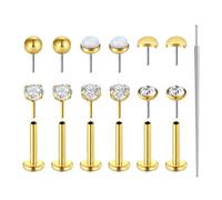 VFUN 20G Threadless Nasenpiercing Steckers Für Damen Herren Chirurgenstahl Push In Flachrücken-Ohrring Lippen Labret Piercing Knorpel Helix Conch Nostril Tragus Piercing 8mm