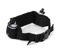 VGEBY Laufgürtel mit Wasserflasche, Hüfttasche zum Laufen, Wandern, Outdoor-Sport, 2 Taschen, Kopfhörerloch, rutschfeste Rückseite, Neopren-Material, Schwarz / Grün, Schwarz , Casual