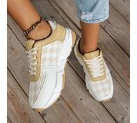 VGOLS Damenmode Leopardenmuster Sneakers Casual Slip On Low Top Lace-up Flat Round Toe Schuhe rutschfeste Plateau Walking Schuhe (Color : Bianco, Size : 43 EU)