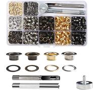VGOODALL Ösen Werkzeug Kit, 400pcs Ösen Set 6mm 4 Farben Ösen Scheiben Ösenzange mit 3tlg Werkzeugset für DIY Leder Handwerk Stoff