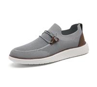 VGPSFN Herren Mokassins Flache Slipper Slip on Loafer Slipper Bootsschuhe Walkingschuhe Anzugschuhe Bequem Atmungsaktive Leichtgewichts Fitness Turnschuhe Hellgrau EU 46