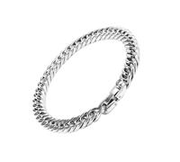 VGWON Herren 316L Edelstahl Cuban Link Armband mit Verschluss, Schwarzes Silber Massives Kubanisches Armband mit 8mm Diamantschliff, Herrenschmuck Geschenke