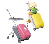 VHVYWY Aufsitzgepäck für Kinder, 50,8 cm faltbarer & abnehmbarer erweiterbarer Koffer mit Kindersitz, 2-in-1 leichtes Kinderwagen- und Koffer-Set mit Leitplanke, rose, Freizeit, Reisen