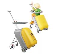 VHVYWY Aufsitzgepäck für Kinder, 50,8 cm faltbarer & abnehmbarer erweiterbarer Koffer mit Kindersitz, 2-in-1 leichtes Kinderwagen- und Koffer-Set mit Leitplanke, gelb, Freizeit, Reisen