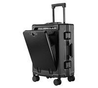 VHVYWY Handgepäck mit Rollen, 50,8 cm, 50,8 cm, 61 cm, Handgepäck, Frontöffnung, Laptop, PC, ohne Reißverschluss, Koffer mit TSA-Schlössern, Schwarz , S, Freizeit, Reisen