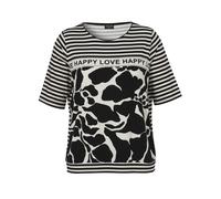 VIA APPIA DUE - T-Shirt Rundhals 1/2 Arm Druck Motiv Ringel schwarz / beige - Gr. - 48