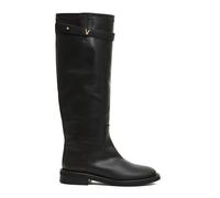 Via Roma 15 Stiefel - Tall Black Leather Boots With Gold Accent And Rubb - Gr. 38 (EU) - in Schwarz - für Damen