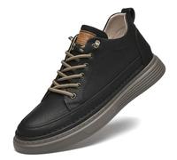 VIBLiSS Höhensteigernde Herrenschuhe Leder Slip-On Modische Sneakers 2,4 Zoll Größer Mid-Top Laufstiefel Für Unisex,6cm Black,45 EU