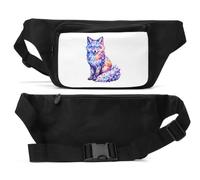 Vibrant Geometric Fox with Glowing Facets Unisex Waist Bag Black