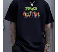 Vibrant silhouettes dansant la Zumba avec énergie et joie rythme estival sur ce tee shirt col rond homme coupe confortable noir parfait pour le sport