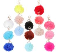 VICASKY 15 Stück 8cm 15 farbige Fellbommel Schlüsselanhänger Flauschige Bommel Kreative Taschenanhänger Leichte Dekorative Accessoires für Rucksack Handtasche Geldbörse Modisch und