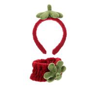 VICASKY 2 Stück Erdbeer Blatt Stirnbänder aus Weichem Korallfleece Charmant und Bequem Geeignet für Haartypen zum Schminken und Gesichtwaschen für Frauen und Mädchen