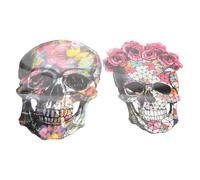 VICASKY 2 Stück Halloween Totenkopf Wärmeübertragungspflaster aus Papier zum Aufbügeln für Vielseitige Selbstgemacht Kleidung Halloween Kostüm Dekoration