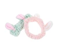 VICASKY 2 Stück Hasenohr Stirnband Kaninchenohr Stirnbänder Make Up Süßes Flauschiges Tier Gelbes Stirnband Spa Stirnbänder Für Ohren Ästhetisches Zubehör Make Up