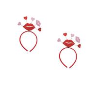 VICASKY 2 Stück Herz Haarreif Rotes Glitzer Stirnband Valentinstag Haarschmuck Damen Party Hochzeit Accessoire für Romantische Feier und Alltag