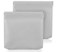 VICASKY 2 Stück Kosmetiktasche ohne Reißverschluss aus PU Leder Kleine Schmuck und Make Up Organizer Multifunktionale Aufbewahrungstasche für Reisen und Alltag