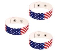 VICASKY 3 Stück PU Leder Armband mit Amerikanischer Flagge, Damen | Modischer Vintage Stil, Charmante Schmuckdetails, Passend für Geburtstag und Alltag