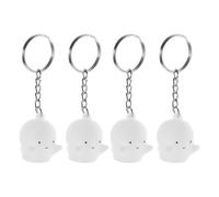 VICASKY 4 Stück pack Niedliche Geister Schlüsselanhänger aus Langlebigem Material Leichter Taschenanhänger für Schüler Rucksack und Halloween Dekoration Vielseitig Verwendbar Weiß