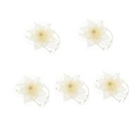 VICASKY 5 Stück Eleganter Damen Fascinator Stirnband Mesh Kopfschmuck für Tea Party Hochzeit Cocktailfest Brautschleier Haarschmuck in Weiß für Festliche Anlässe und Besondere Events