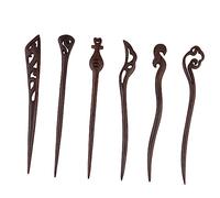 VICASKY 6 Stück Ebenholz Haarnadeln Handgefertigt Holz Haarstäbe Vintage Retro Haarschmuck Damen Mädchen Haaraccessoires Zufälliger Stil