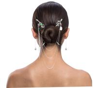 VICASKY Doppelter Haarnadel Abnehmbarer Schlangenform und Baumelnder Kette Silberner Chinesischer Haarstab für Dutt Vielseitiges Haarstyling tool Sicherer Halt und Eleganter Retro look