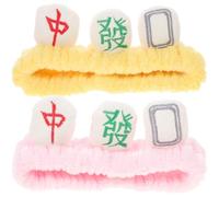VICASKY Kreatives Mahjong Stirnband mit Modischem Look 2 Stück aus Plüsch Bequemes Gesichtswasch Stirnband für Mädchen für Make Up und Schnelle Reinigung
