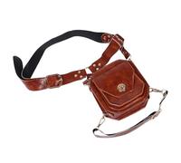 VICASKY Mittelalterliche PU Gürteltasche Braun für Damen, Steampunk | Hüfttasche mit Verstellbarem Oberschenkelriemen, Tragbar Quer und Am Gürtel, für Kleine Dinge und Münzen