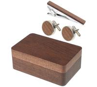 VICASKY Walnuss Holz Manschettenknopf Box mit Clip Elegante Tragbare Schmuckschatulle für Herren Manschettenknöpfe und Anzug Zubehör Kleine Holz Geschenkbox für Schmuck und Accessoires