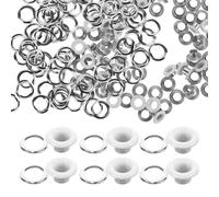 VICASKY Weißes Metallösen 5mm Selbstgemacht Ösen aus Eisen 100 Stück Vielseitig und Einfach zu Verwenden für Zelte und Taschen für Kleidung und Schuhe