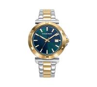 Viceroy Fashion Chic 401308-67 Damen-Armbanduhr, Analog, 40 mm, Edelstahl, zweifarbig, silberfarben und goldfarben, grünes Zifferblatt, Kalender, Doppelverschluss