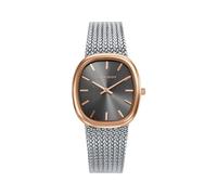 Viceroy Chic 401312-17 Damen-Armbanduhr, analog, drei Zeiger, rechteckig, zweifarbiges IP-Rosengehäuse, silbernes Milanaise-Mesh, braunes Zifferblatt