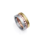 Viceroy Fashion 14083A01619 Damenring, dreifarbig, Gold, Rosa und Stahl, Chic, dreifache Eleganz, Diámetro interior 17,83 mm, Ip Rosa und Gold, Kein Edelstein