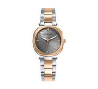 Viceroy Kiss 41152-17 Damen-Armbanduhr, Analog, drei Zeiger, Edelstahl, zweifarbig, silberfarben und rosa, braunes Zifferblatt mit Zirkonia, Doppelverschluss
