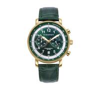 Viceroy Magnum 401449-64 Herren-Armbanduhr, Chronograph, Analog, Gehäuse aus Stahl, IP Gold, 40 mm, grünes Zifferblatt, Lederarmband, grün