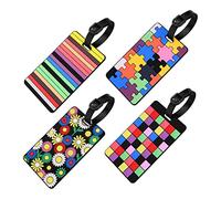 Vicloon Kofferanhänger,4 Stück Gepäckanhänger, Bunte Koffer Tags aus Silikon,Adressschild Namensschilder,wasserdichte Tags Identifizierung von Gepäck und Koffer auf Reisen