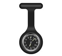 Vicloon Krankenschwester Uhren,Schwesternuhren mit Clip, Dehnbare Silikon Hülle, um Bruch zu Verhindern, Glow Pointer, Quarzwerk, Ansteckuhr für Krankenschwestern und Ärzte（Schwarz）