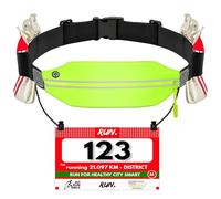 Vicloon Laufgürtel für Handy, Schwarze Leichte Lauftasche,Triathlon Startnummernband Laufgurt, Laufgürtel mit Kopfhöreranschluss und Nummernhalter&6 Gel-Halter für Joggen Marathon,Grün