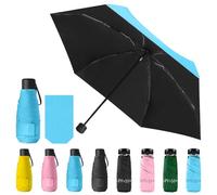 Vicloon Mini Regenschirm, Pocket Taschenschirm mit 6 Edelstahl Rippen, Sonnenschutz Freien UV Faltender Regenschirm, Klein, Leicht, UV-Faltender für Erwachsene und Kinder - Blau