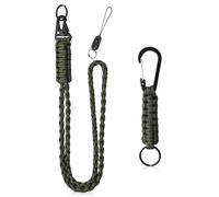 Vicloon Paracord Schlüsselanhänger, 2 Stück Umhängeband Schlüsselband, Paracord Lanyard mit Metall Ring und Adlerschnabelknopf Geflochtenes Lanyard für Schlüssel, Ausweishalter (Armeegrün)
