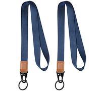 Vicloon Umhängeband Schlüsselband, 2 Stück Schlüsselband Lanyard, Neck Lanyard strip mit und echtem Leder, mit Metall Ring, für ID Badge Card Holder, Brieftaschen und Ausweishalter(Dunkelblau)