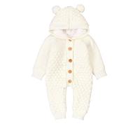 VICROAD Baby Strampler Gestrickter Overall Babykleidung Kapuze mit Süßen Ohren für Jungen Mädchen Neugeborene