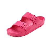 VICT POPU Pantoletten Damen mit Fussbett Sandalen Flach Rutschfest Sommer Badelatschen Lässig EVA Slides Erwachsene Schlappen