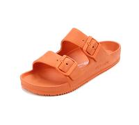VICT POPU Pantoletten Damen mit Fussbett Sandalen Flach Rutschfest Sommer Badelatschen Lässig EVA Slides Erwachsene Schlappen