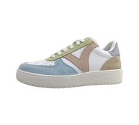 Victoria Sneaker Madrid 1258214 Lederoptik Mehrfarbige Veloursledereinsätzen Weiß Celeste Gr. 40