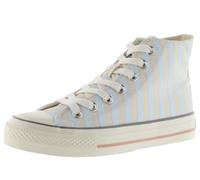 victoria HIGH-TOP TRIBU Canvas Karomuster & RETROSTEMPEL & GEWACHSTE Sohle Celeste 41